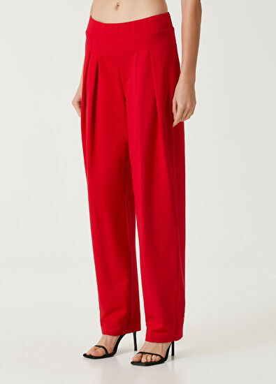 Norma Kamali Kırmızı Yüksek Bel Pantolon - 3