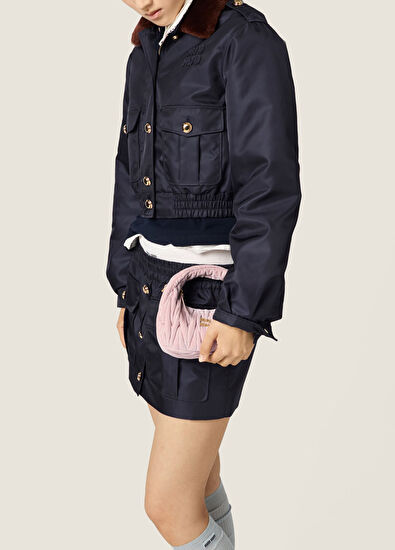 Miu Miu Wander Matelassé Pembe Kadife Kadın Mini El Çantası - 4