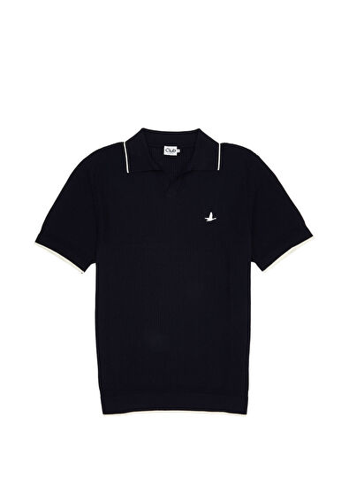 Beymen Club Navy Blue Dobby Short Sleeve Sweater - 7