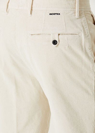 Incotex Beyaz Kadife Pantolon - 5