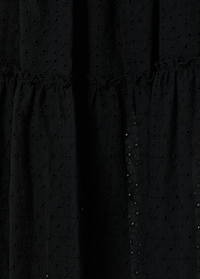 Beymen Club Black Lace-Up Embroidered Midi Skirt - 4