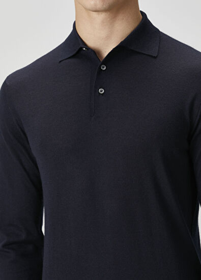 Fedeli Lacivert Polo Kaşmir Triko - 5