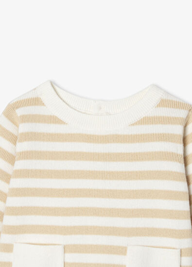 Jacadi Paris  Çizgili Örgü Kazak ve Pantolon Unisex Bebek 2'li Set - 3