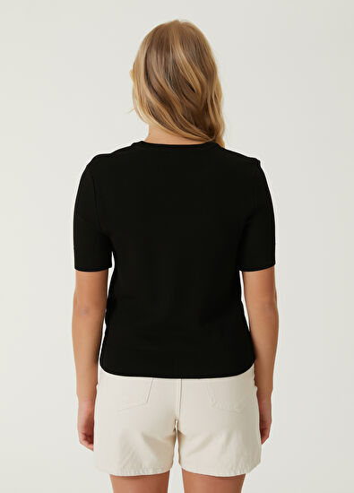 Beymen Club Siyah Kısa Kol Pike Triko - 6