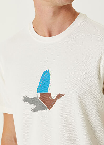 Beymen Club Beyaz Logo Nakış Detaylı T-shirt - 6