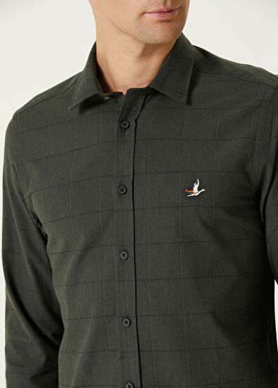 Beymen Club Slim Fit Khaki Pinstripe Flannel Shirt - 4