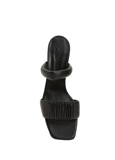 Beymen Club Siyah Çift Puff Bantlı Kadın Deri Terlik - 4