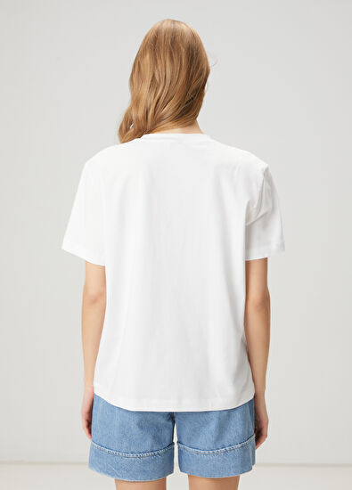 Beymen Club Kırık Beyaz Logo Detaylı T-shirt - 5