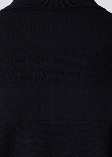 Beymen Club Black Polo Collar Horizontal Knit Block Sweater - 7