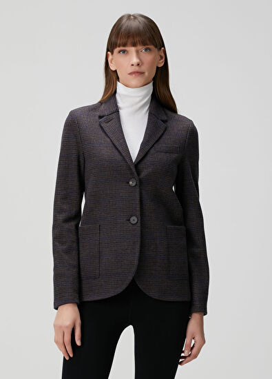 Harris Wharf London Grey Plaid Wool Jacket - 3