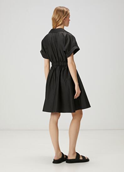 Beymen Club Black Stone Logo Embroidered Mini Shirt Dress - 5