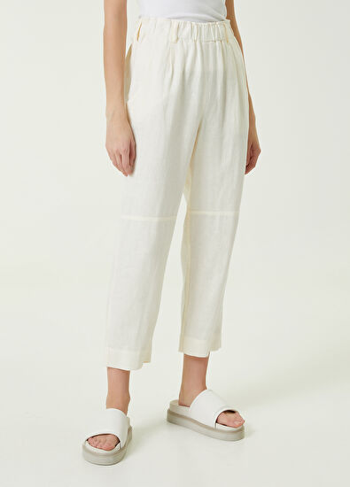 Beymen Club Ekru Dar Paça Keten Pantolon - 3