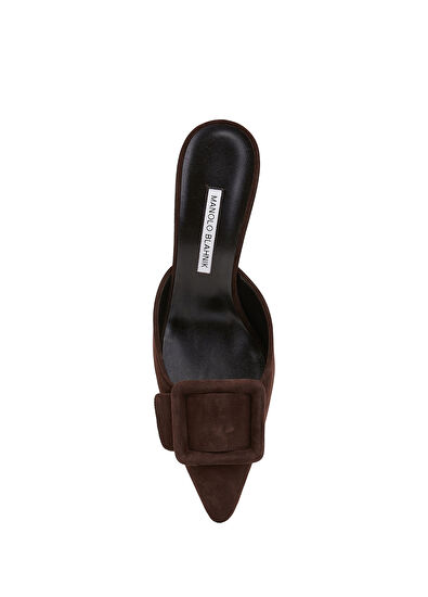 Maysale Koyu Kahverengi Kadın Süet Terlik - Görsel 5