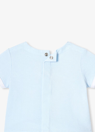 Jacadi Paris Mavi Pamuklu Kısa Kollu T-Shirt ve Şort Erkek Bebek 2'li Set  - 4