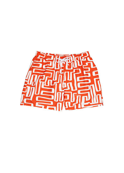 Beymen Club Orange Geometric Patterned Swimsuit - 7