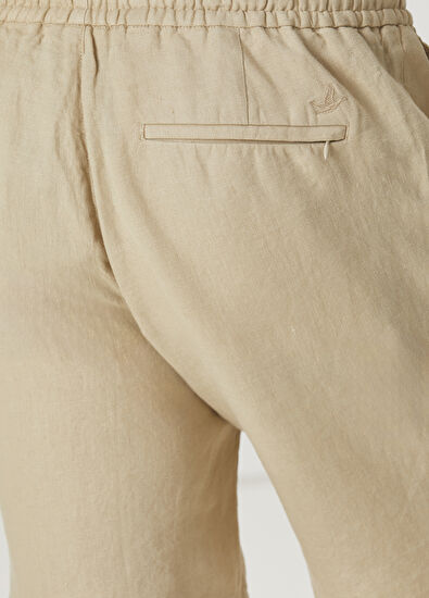 Beymen Club Bej Beli Kordonlu Keten Şort - 5