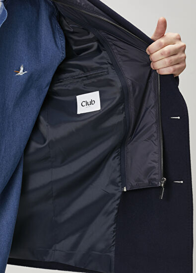 Beymen Club Navy Inner Collar Detail Wool Blend Coat - 9