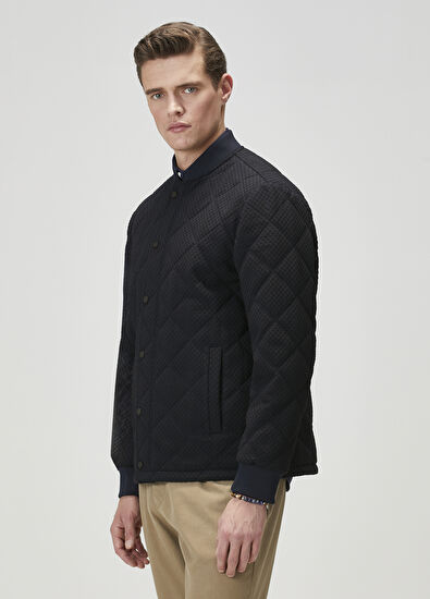 Beymen Club Navy Blue Quilted Bomber Jacket - 4