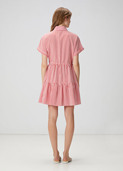 Beymen Club Kırmızı Çizgili Mini Elbise - 6