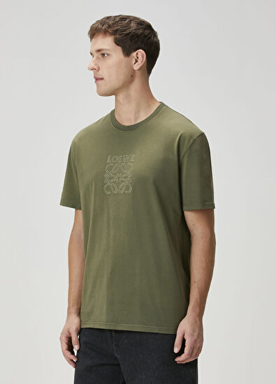 Loewe Haki Logo Nakışlı T-shirt - 3
