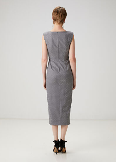 Beymen Club Grey Embellished Midi Dress - 6