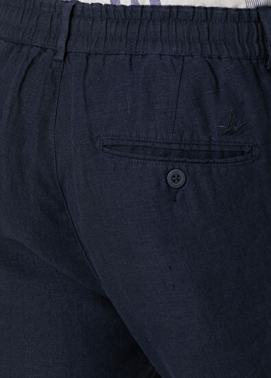 Beymen Club Lacivert Beli Kordonlu Keten Pantolon - 5