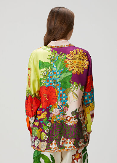 Alemais Desenli İpek Gömlek - 4