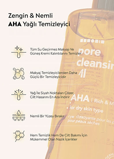 Hanskin Pore Cleansing Oil Aha Kuru Ciltler İçin Gözenek ve Makyaj Temizleme Yağı 300 ml - 6