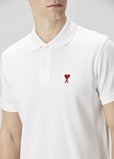 Ami Paris White Organic Cotton Polo T-Shirt - 5