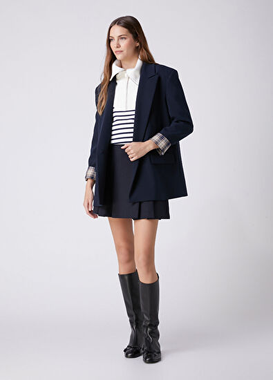 Beymen Club Navy Blue White Striped Sweatshirt - 3