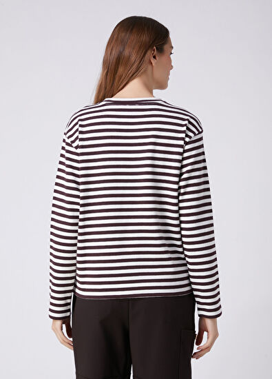 Beymen Club Clubby Burgundy White Striped Sweatshirt - 5