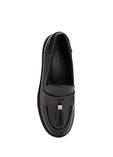 Beymen Club Siyah Püsküllü Kadın Deri Loafer - 4
