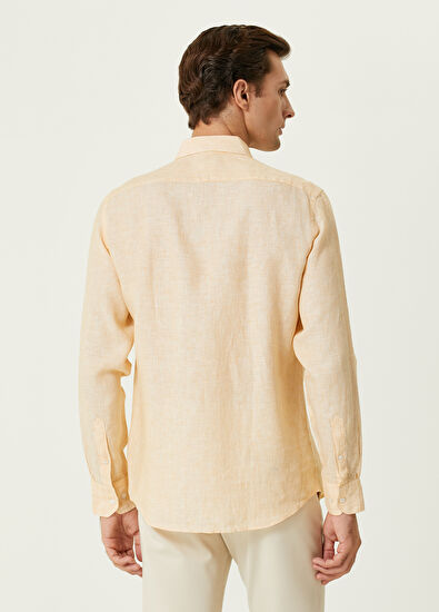 Beymen Club Comfort Fit Beyaz Sarı Keten Gömlek - 3