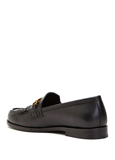 Beymen Club Black Chain Logo Detail Women's Leather Loafer - 3