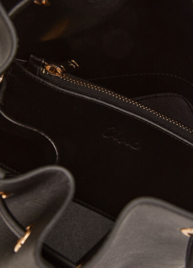 Beymen Club Siyah Logo Detaylı Büzgülü Çanta - 5