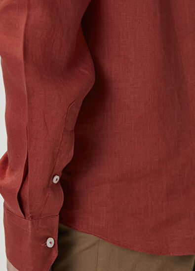 Beymen Club Comfort Fit Kiremit Keten Gömlek - 7