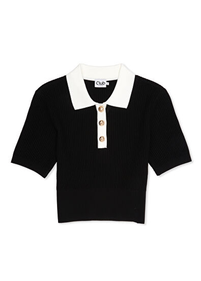 Beymen Club Siyah Beyaz Kısa Kol Polo Kazak - 7