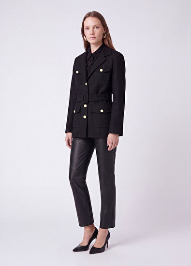 Beymen Club Black Belted Jacket At The Waist - 5