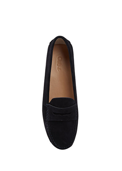 Beymen Club Navy Blue Women's Suede Loafer - 4