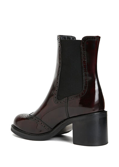 Beymen Club Burgundy Women's Leather Boots - 3