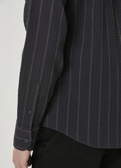 Beymen Club Comfort Fit Haki Çizgili Gömlek - 7