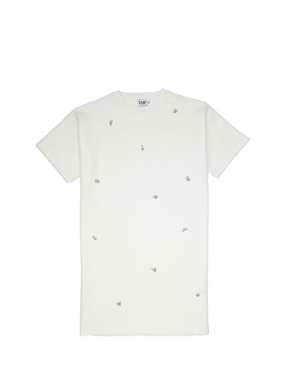Beymen Club Oversize Beyaz İşlemeli Mini Elbise - 7