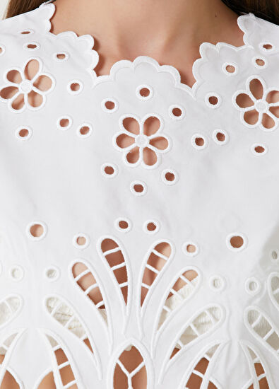 Dolce&Gabbana Beyaz Ajur Dokulu Bluz - 4