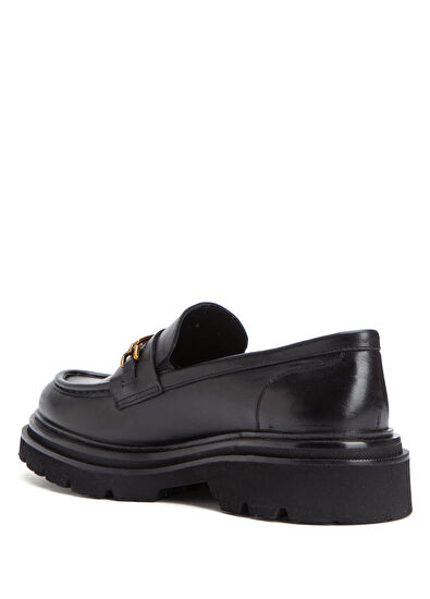 Beymen Club Black Chain Logo Women's Leather Loafers - 3