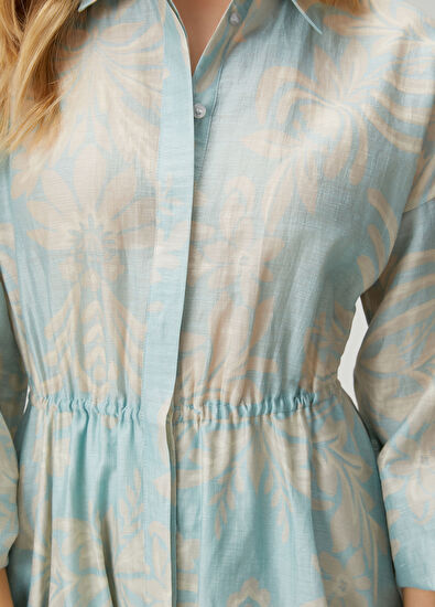 Beymen Club Mint Floral Midi Organza Shirt Dress - 6