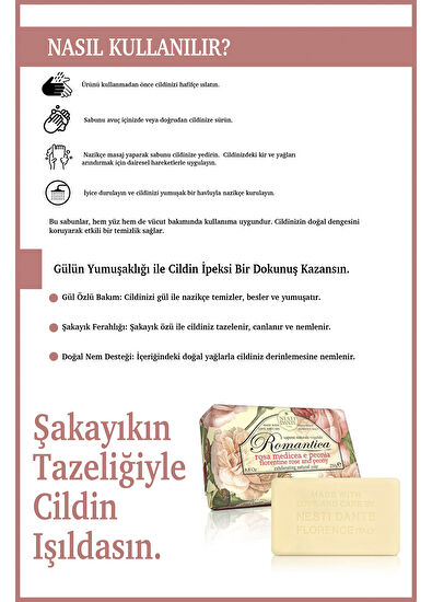 Nesti Dante Romantica Florentine Rose and Peony Gül ve Şakayık Özlü Vegan Bakım Kalıp Sabun 250 gr - 4
