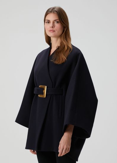 Balmain Lacivert Yün Kaban - 3