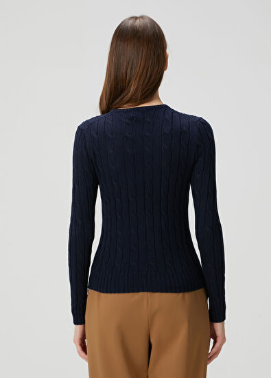 Lacivert Saç Örgülü Triko - Görsel 5