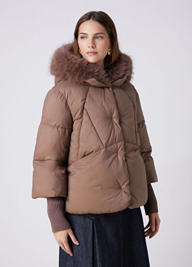 Beymen Club Taupe Hooded Puffer Jacket - 5