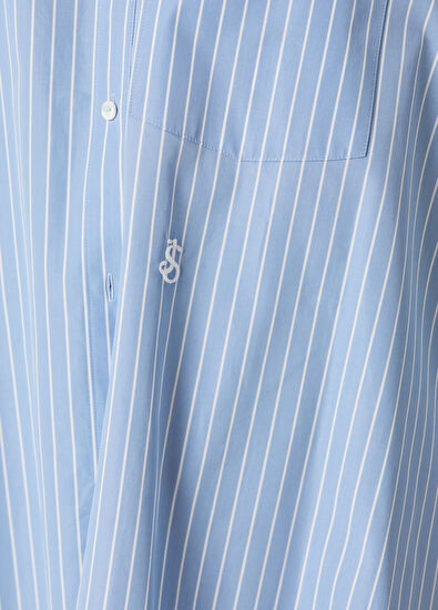 Jil Sander Oversize Mavi Çizgili Gömlek - 4